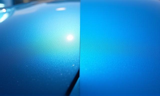 Before and after paint correction on a metallic blue BMW M3