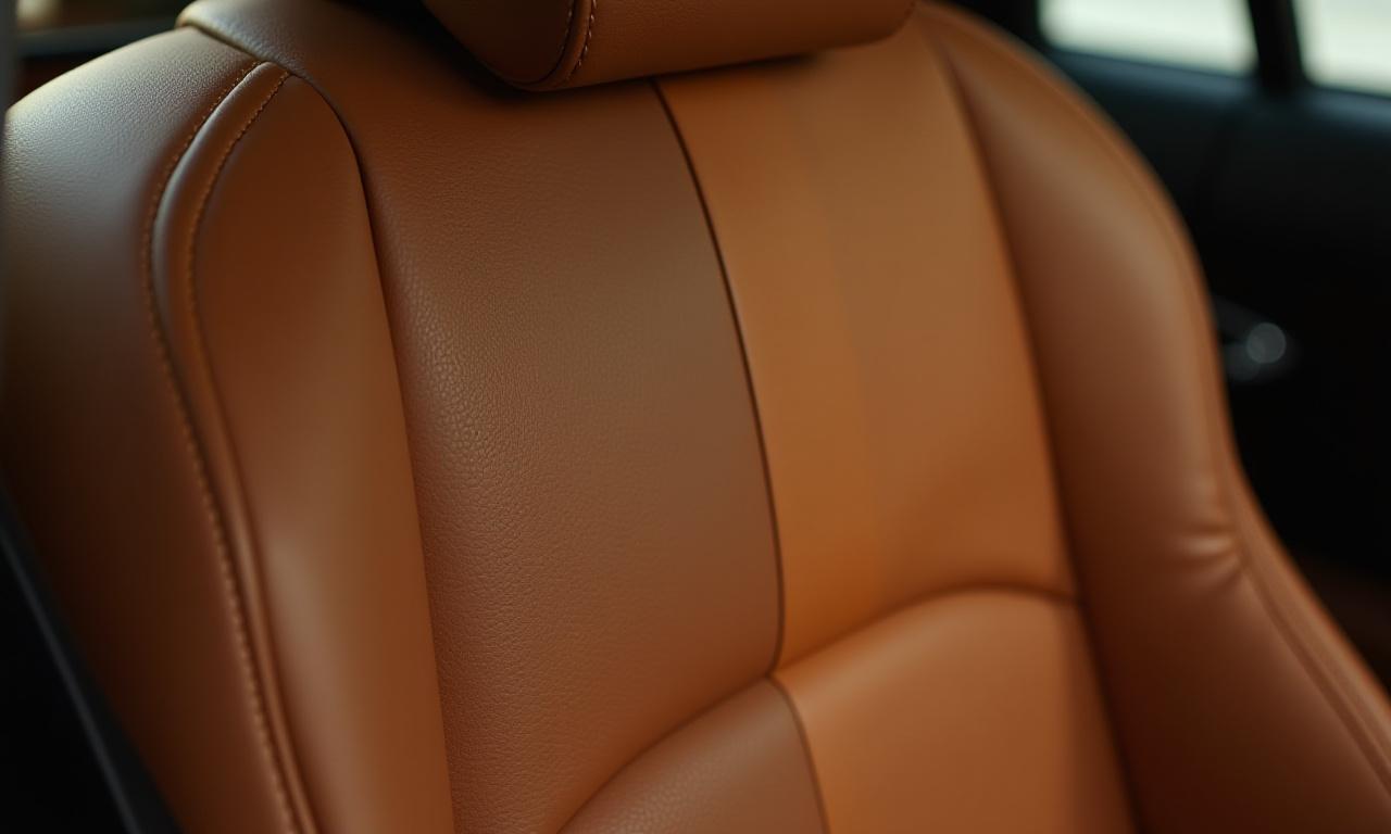 Luxury car seat with clean vs dirty leather comparison