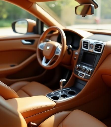 Deep interior valeting showing leather textile cleaning